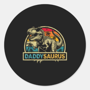 Daddysaurus T Rex Dinosaur Daddy Saurus Family Mat Classic Round Sticker