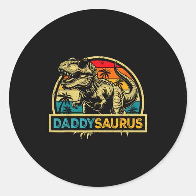 Daddysaurus T Rex Dinosaur Daddy Saurus Family Mat Classic Round Sticker (Front)