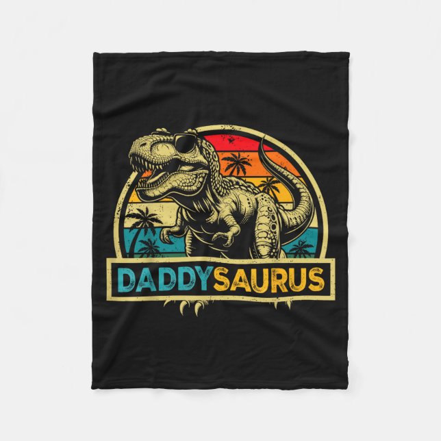Daddysaurus T Rex Dinosaur Daddy Saurus Family Mat Fleece Blanket (Front)