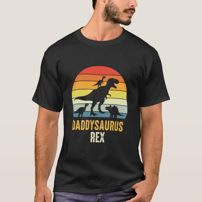 Daddysaurus T Rex Dinosaur Daddy Saurus Family Mat T-Shirt (Front)