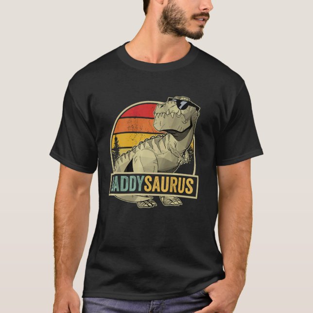Daddysaurus T Rex Dinosaur DaddySaurus Birthday Fa T-Shirt (Front)