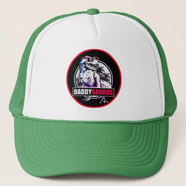 DaddySaurus T-rex Dinosaur Funny Fathers Day Trucker Hat (Front)