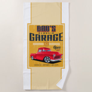 Dad's 1956 Classic Truck Garage Beach Towel
