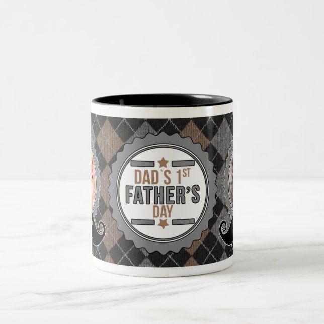 Dad's 1st Father's Day Custom Mustache Photo Mug (Center)