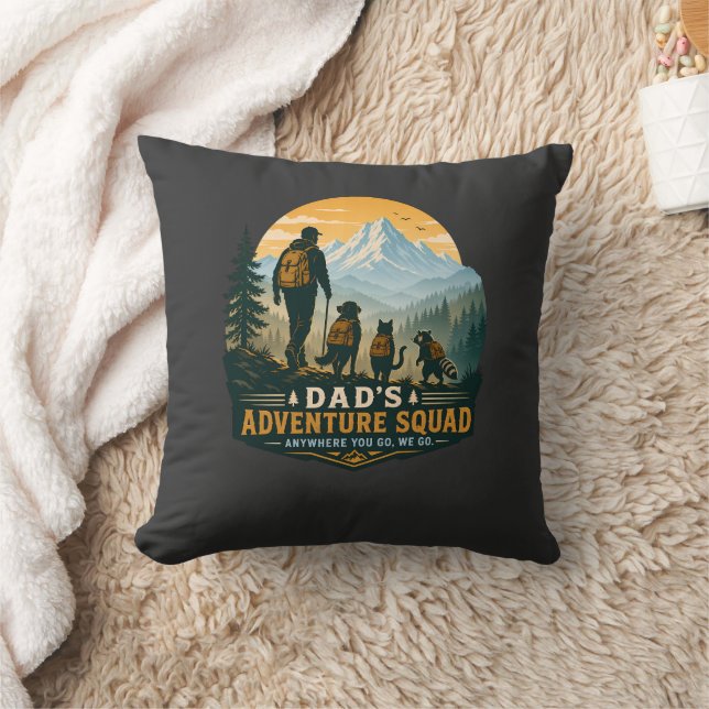 Dad's Adventure Squad Retro Mountain Hiking Gift Cushion (Blanket)