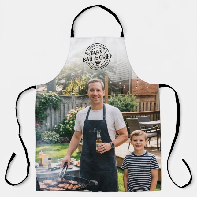 Dad's Bar & Grill Father's Photo Apron (Front)