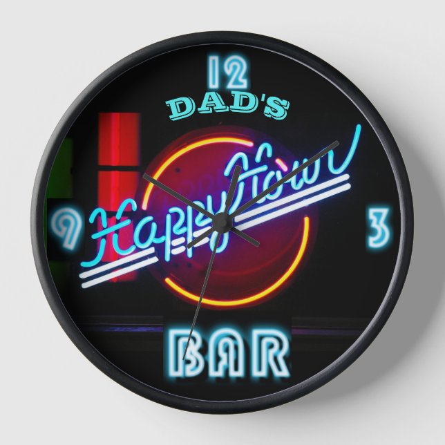 DAD'S BAR, MANCAVE, DEN - Neon Clock Customisable (Front)