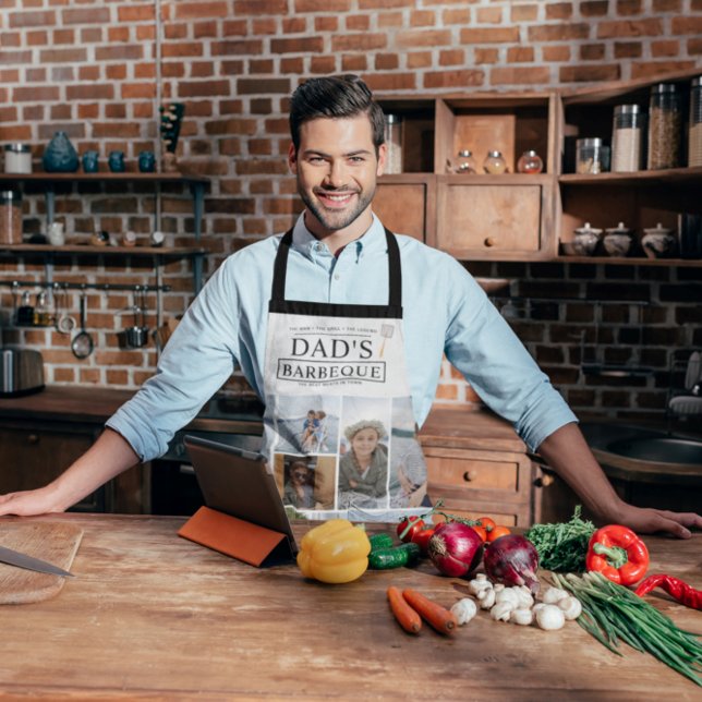 Dad's Barbeque | Father's Day BBQ Photo Collage Apron (Creator Uploaded)
