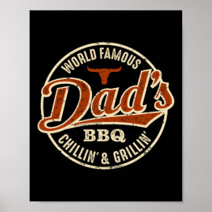 Dad's Bbq Chilling And Grilling Vintage Poster