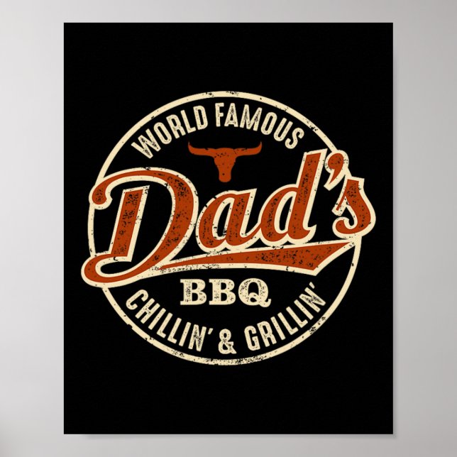Dad's Bbq Chilling And Grilling Vintage  Poster (Front)