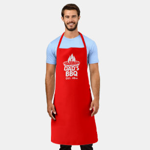 Dad's BBQ Grill Logo Red Apron