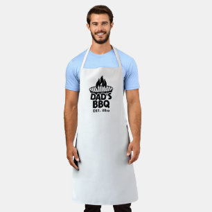 Dad's BBQ Grill Logo White Apron