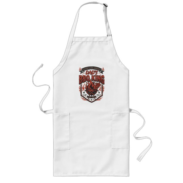 Dads BBQ King Father Day Grill Master Gift Long Apron (Front)