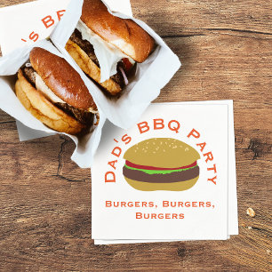 Dad's BBQ Party Burgers Custom Paper Napkins