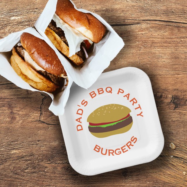 Dad's BBQ Party Burgers Custom Paper Plate (Creator Uploaded)