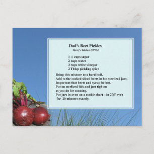 Dad's Beet Pickles Recipe Postcard