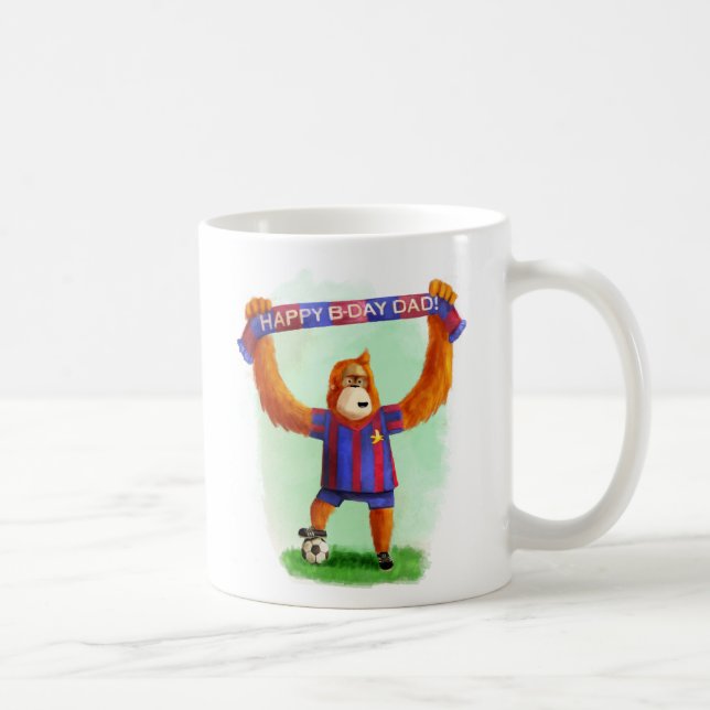 Dad's Birthday Football Orangutan Coffee Mug (Right)