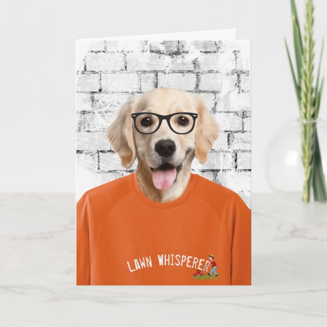 dad's birthday golden retriever in t-shirt card (Front)