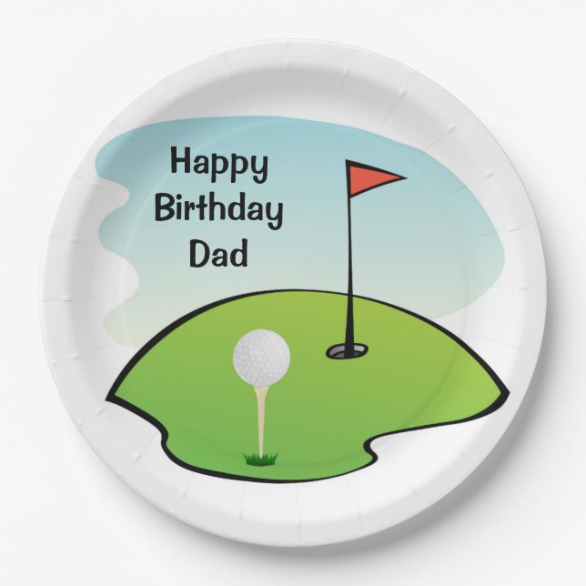 Dads' Birthday - Golf Paper Party Plates (Front)