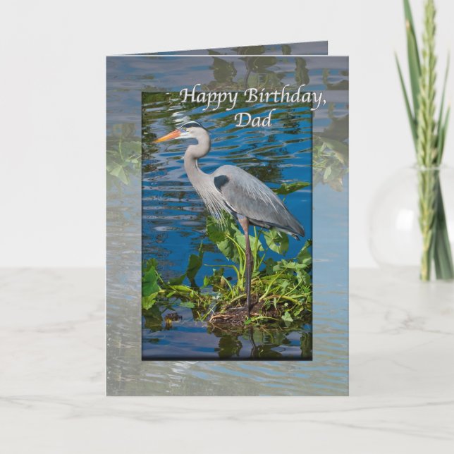 Dad's Birthday, Great Blue Heron Card (Front)