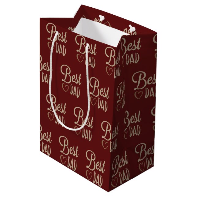 Dad's Birthday on Maroon Medium Gift Bag (Back Angled)