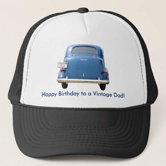 Dad's Birthday Vintage Blue Chevy Cap - Your Name! (Front)