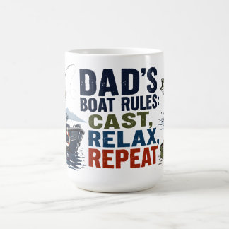 Dad's Boat Rules Cast Relax Repeat Mug