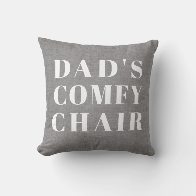 Dad's Chair Grey Linen Father's Day Cushion (Front)