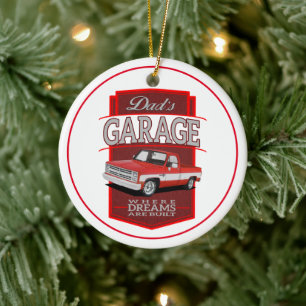 Dad's Classic Garage Truck Ceramic Tree Decoration