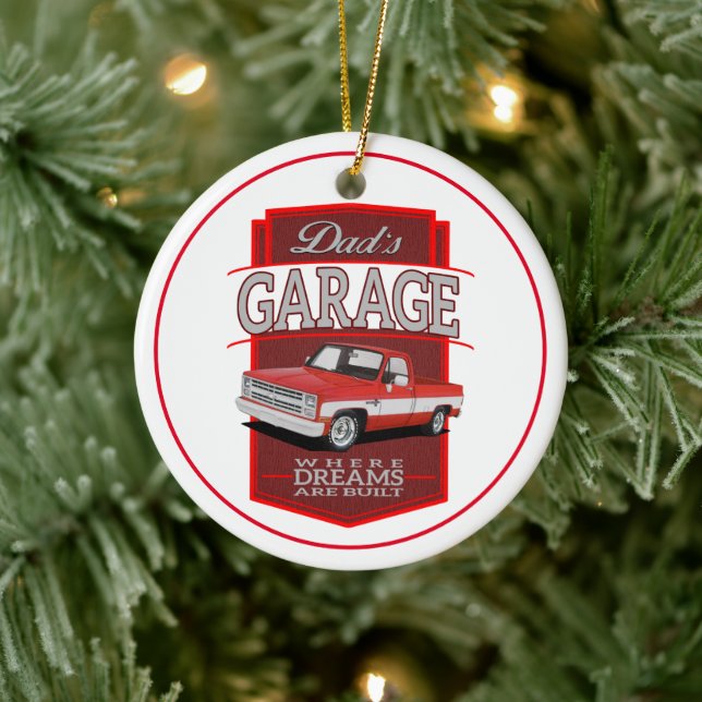 Dad's Classic Garage Truck Ceramic Tree Decoration (Tree)