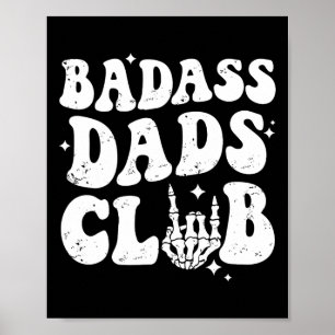Dads Club Funny Dad Groovy Trendy Fathers Day Poster