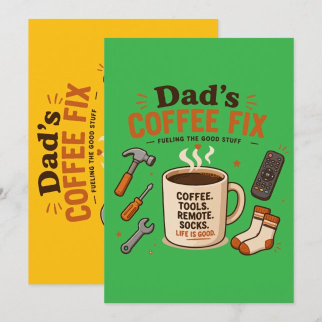 Dad's Coffee Fix Relaxing Life Design Holiday Card (Front/Back)