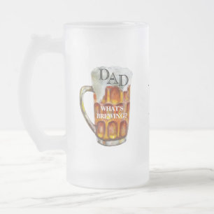 Dad's Custom Monogram Name on Back Frosted  Glass Beer Mug