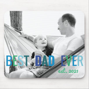 Dads Custom Photo Best Dad Ever with Year Fathers Mouse Mat