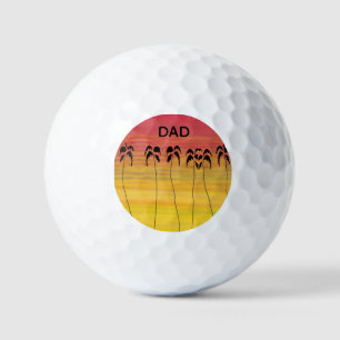 Dad's Cute and Awesome Tropical Summer Sunset Golf Balls