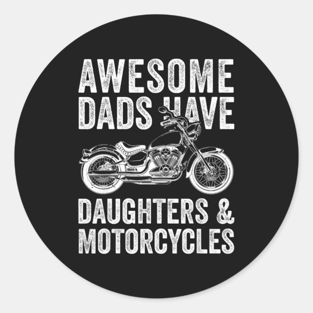 Dads Daughters Motorcycle Dad Classic Round Sticker (Front)