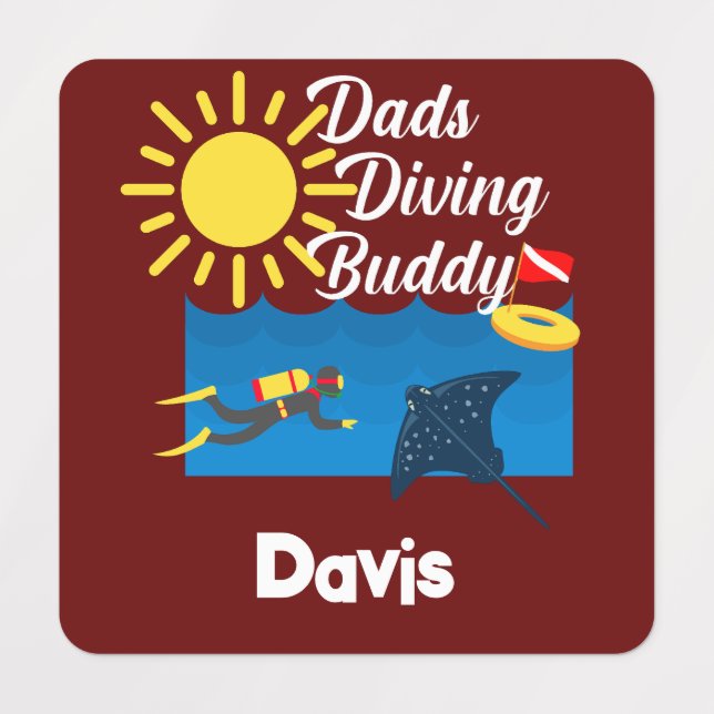 Dads Diving Buddy Design - Small Square Clothing L (Design 1)