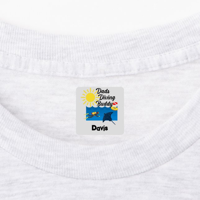 Dads Diving Buddy Design - Small Square Clothing L (Affixed)