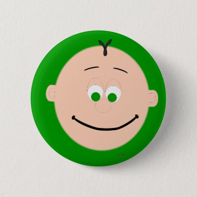 Dads Face Green Eyes Animated Button Badge (Front)