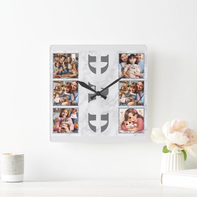 Dad's: Family, Love, Memories Grey Square Wall Clock (Home)