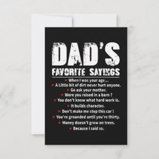 Dad's favourite sayings card