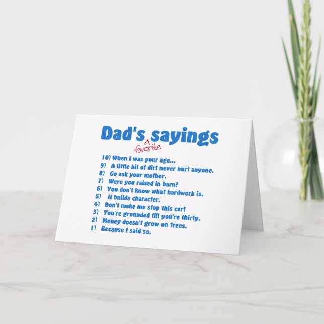 Dads favourite sayings cards (Front)
