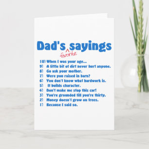 Dads favourite sayings cards