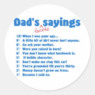 Dads favourite sayings sticker