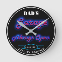 Dad's Garage Blue Faux Neon Any Date Any Name -