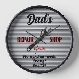 Dad's Garage Repair Shop Wall Clock