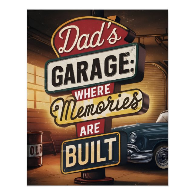 Dad's Garage Retro Vintage Automotive Sign (Front)