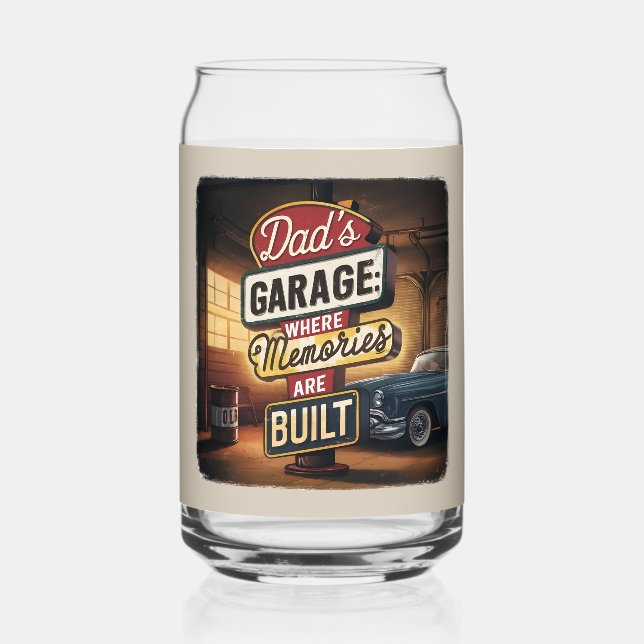 Dad's Garage Retro Vintage Automotive Sign Can Glass (Front)