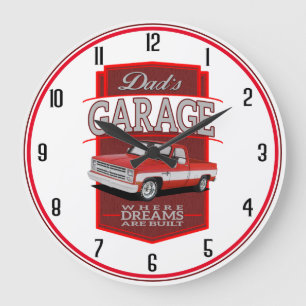 Dads' Garage Truck Large Clock