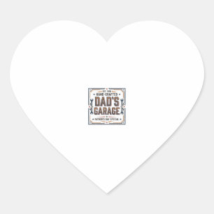 Dads Garage Vintage Fathers Day Heart Sticker